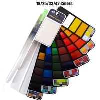 portable solid watercolor paint set 18253342 colors art set with paint brush pen foldable watercolor painting pigment
