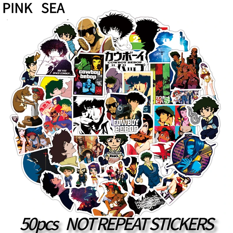 10/30/50Pcs/set Cowboy Bebop Cartoon Anime Graffiti Stickers For Laptop Helmet Case Skateboard Suitcases Phone Luggage Kids