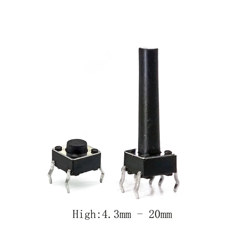 

50pcs6*6*4.3mm DIP Push Button Tactile Tact Self-Reset Interruptor 6x6x5/6/7/8/9/22 Micro Switch For TV/Toys/home use Button