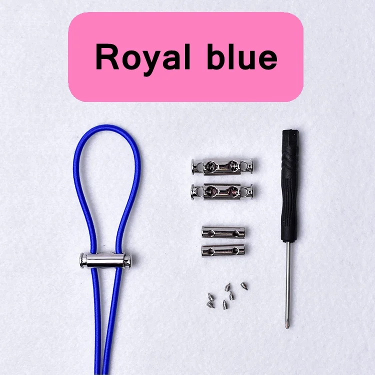 royal blue 1 пара эластичных шнурков металлические весенние пряжки круглые шнурки удобные быстрые шнурки без шнурков шнурки унисекс фиксирующие шнурки - Цвет: royal blue
