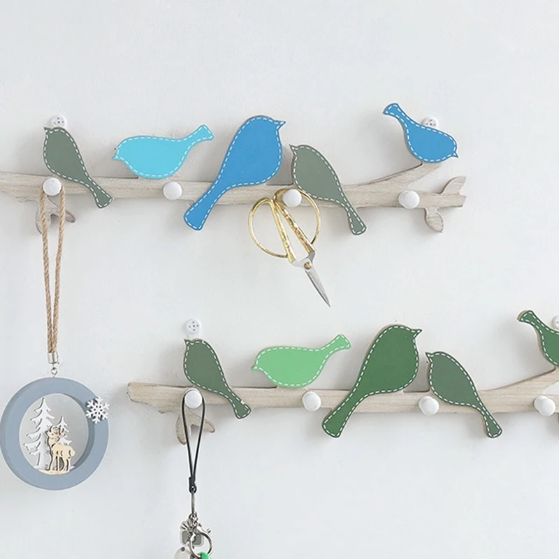 Комплект из 2 предметов 4 дома декоративные настенные крючки птица деревянные