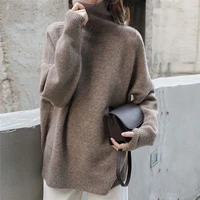 turtle neck cashmere sweater women korean style loose warm knitted pullover 2021 winter outwear lazy oaf female jumpers