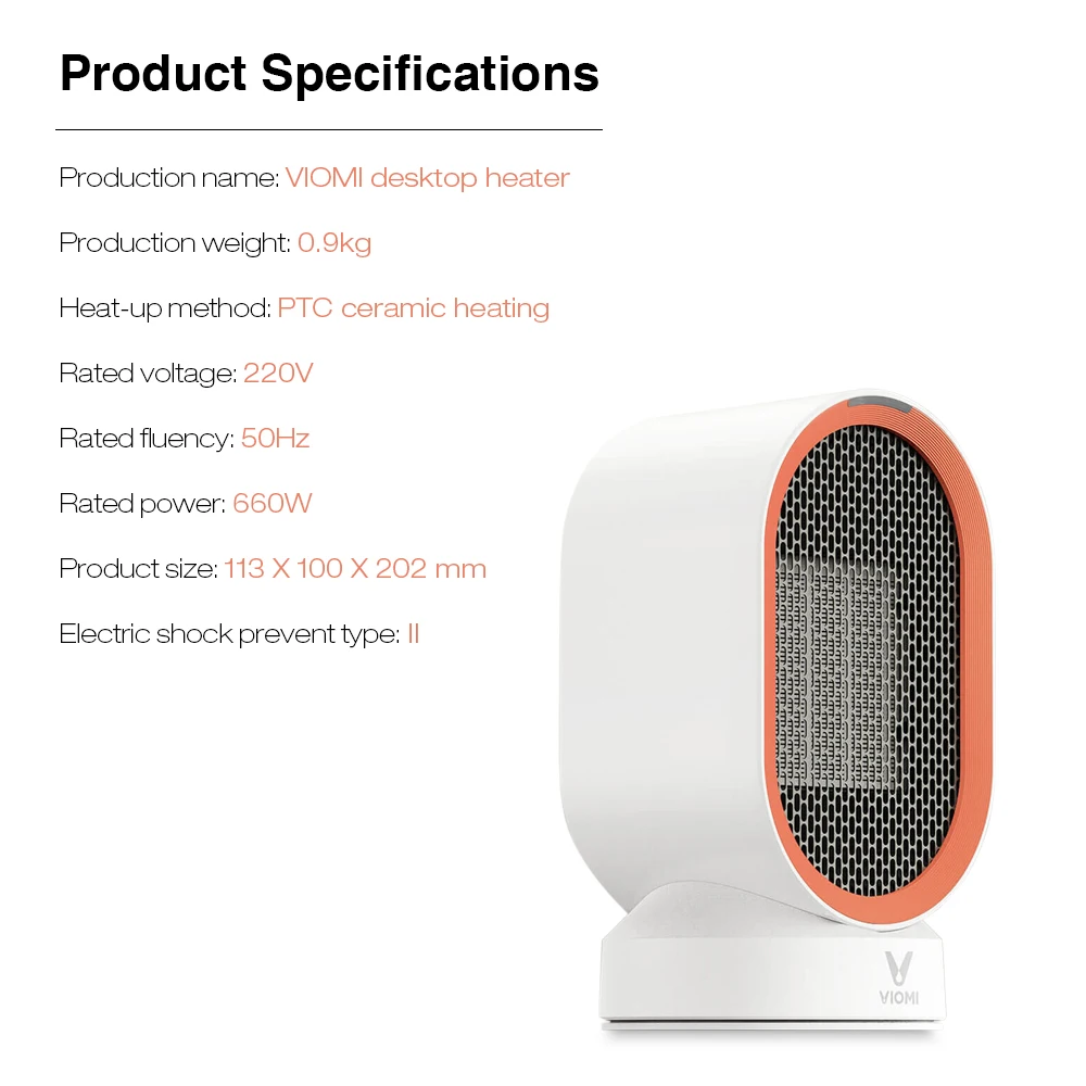 Xiaomi VIOMI электрические обогреватели столешница мини домашний комнатный удобный тепловентилятор быстрая энергосберегающая грелка для зимы PTC керамический нагрев