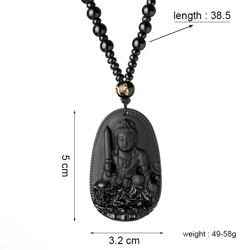 

Meajoe Trendy Natural Obsidian Lucky Amulet Buddha Pendant Necklace Natural Stone Chain Bead Pendants Necklaces Women Jewelry