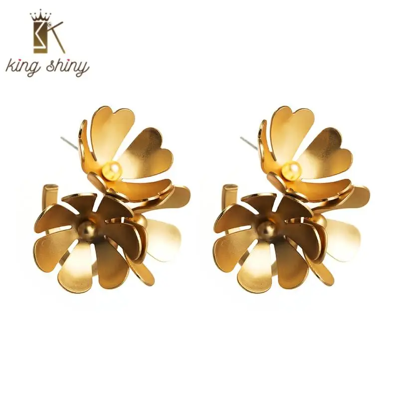 

Za Unique Design Flower Statement Hoop Earrings for Woman Vintage Gorgeous Gold Color Metal Flower Earrings Woman Party Jewelry