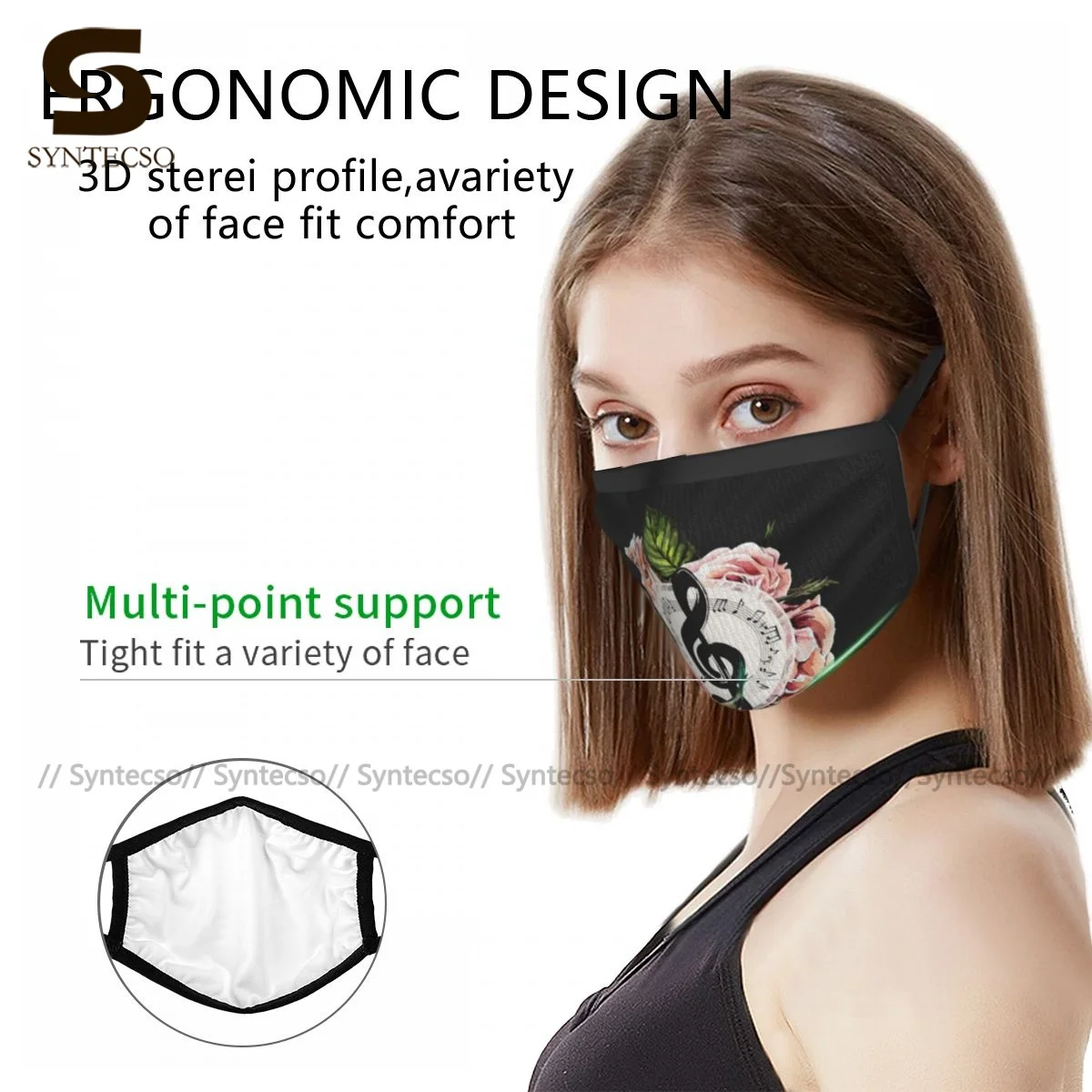 

Music Mouth Face Mask Cloth Funny Protector Fast Delivery Unisex Facial Mask