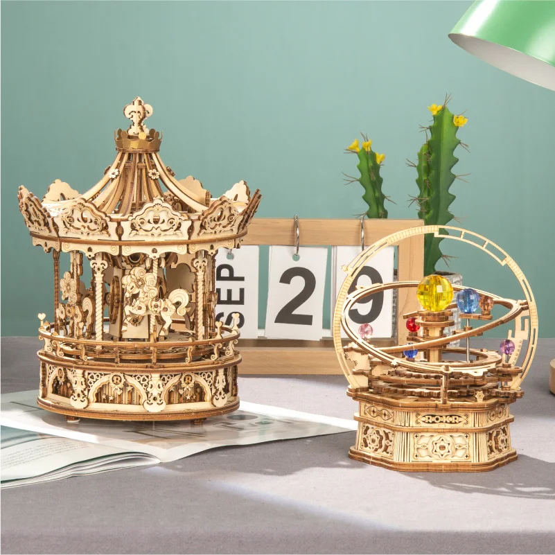 Robotime 336 шт. вращающийся DIY 3D Романтический карусель деревянная головоломка игра