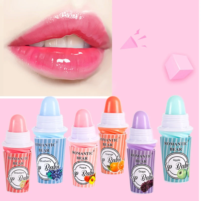 

ROMANTIC BEAR 6pcs set Ice Cream Lip Oil Lip Balm Visible Full Of Moisture Vegetable Oil Lipstick Plant-Essence Lip Gloss TSLM1