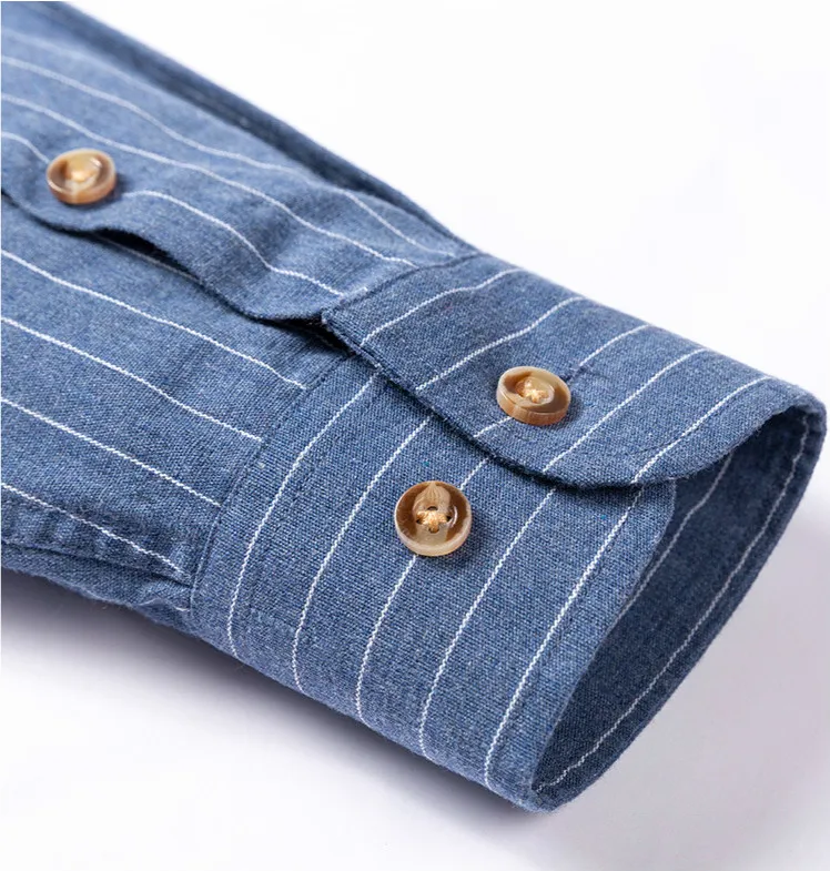 Рубашка мужская в полоску из чистого хлопка с длинными рукавами | Мужская одежда