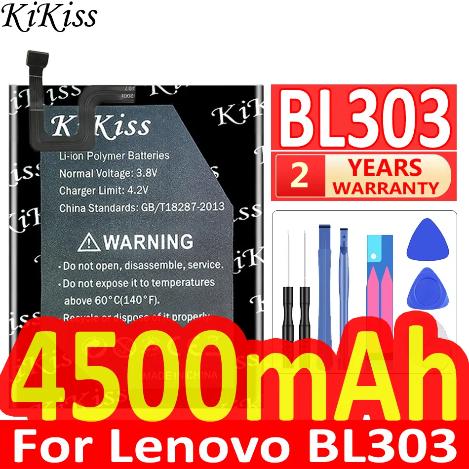 

Мощный аккумулятор 4500 мАч KiKiss для Lenovo BL303, высококачественный мобильный телефон, сменный аккумулятор, аккумулятор, батарея
