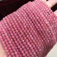 natural stone beads faceted strawberry crystal strawberry quartz small loose beads 3 4 5mm for bracelet necklace jewelry making