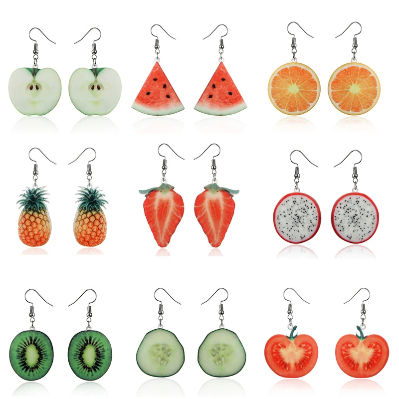 Длинные висячие серьги в виде фруктов ананаса клубники крючка ювелирные изделия
