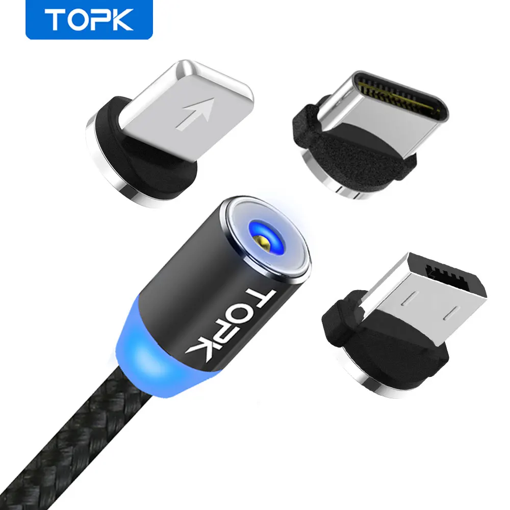 Магнитный USB кабель TOPK для iPhone X 8 7 6 Plus|Кабели мобильных телефонов| |