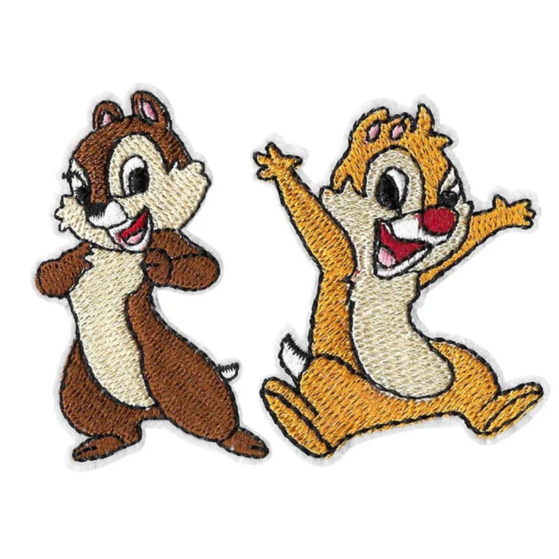 

Disney two Squirrel Chip and Dale Cartoon Iron on Lovely Embroidered Cloth Patch For Girls Boys Clothes Stickers Apparel Garment