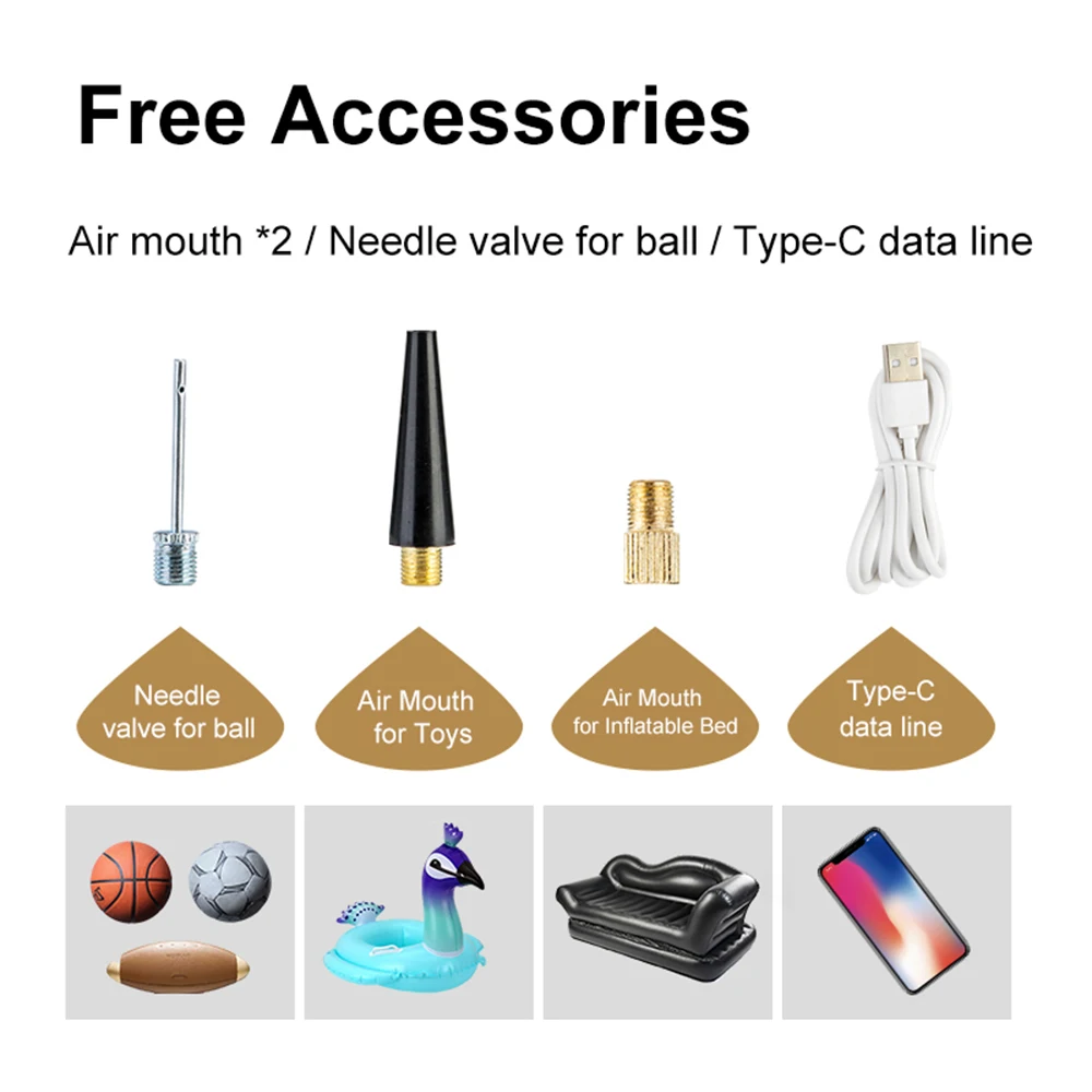 

Portable Car Air Compressor Wireless Tire Inflator Air Pump 150PSI Auto Air Pump for Car Motorcycle Balls LED Light Tire Pump