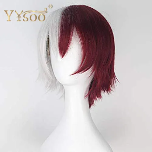 YYsoo короткие парики для косплея мужчин полусеребряные белые красные смешанные
