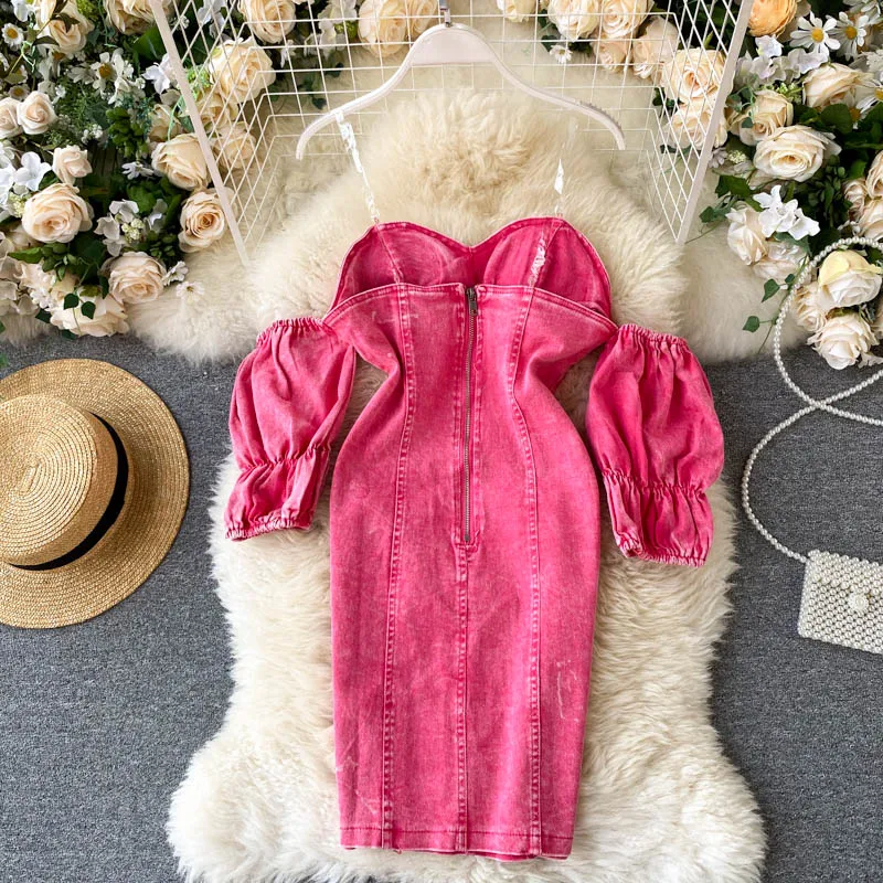 Дизайнерское сексуальное женское розовое платье с накладкой на грудь короткая