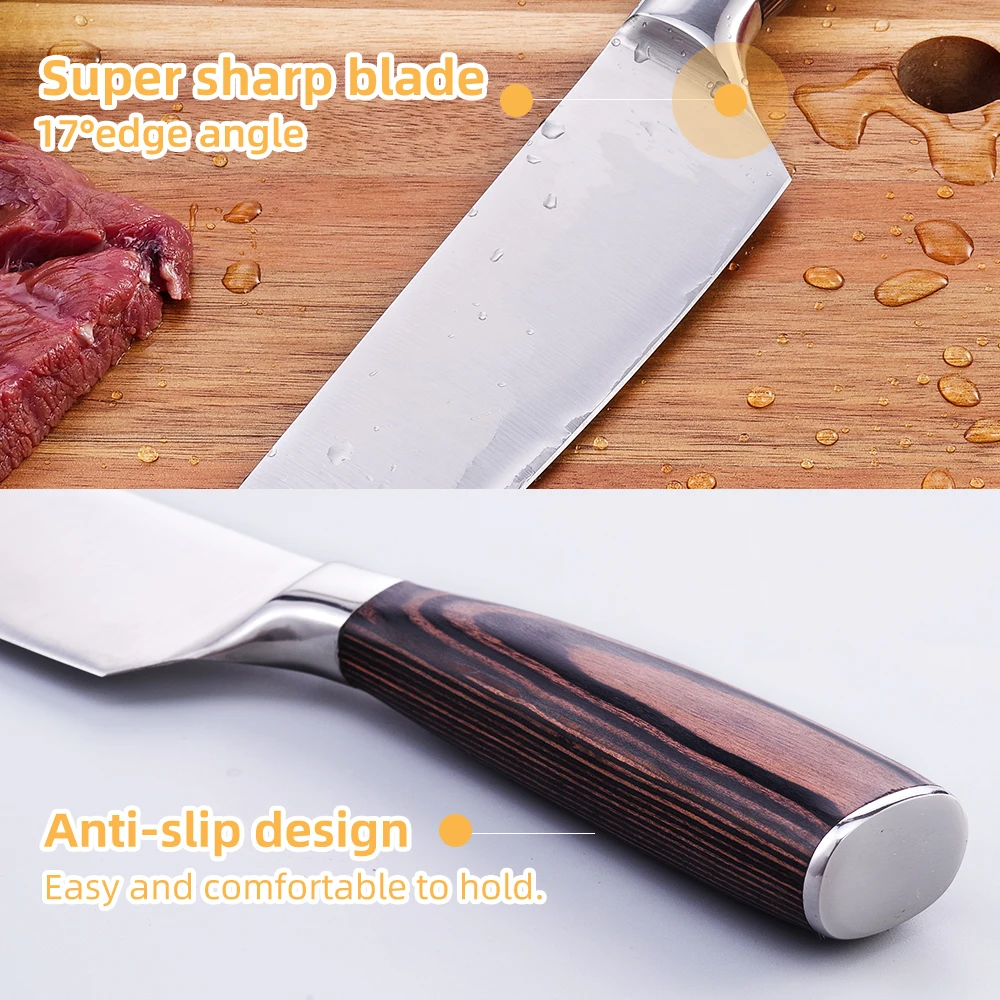 Высококачественный японский нож 8 дюймов Кухонные ножи из нержавеющей стали Santoku