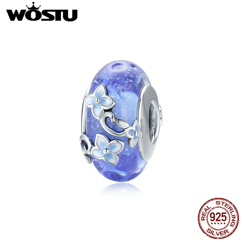 WOSTU 100% подлинное Стерлинговое Серебро 925 пробы милые бусины из муранского стекла