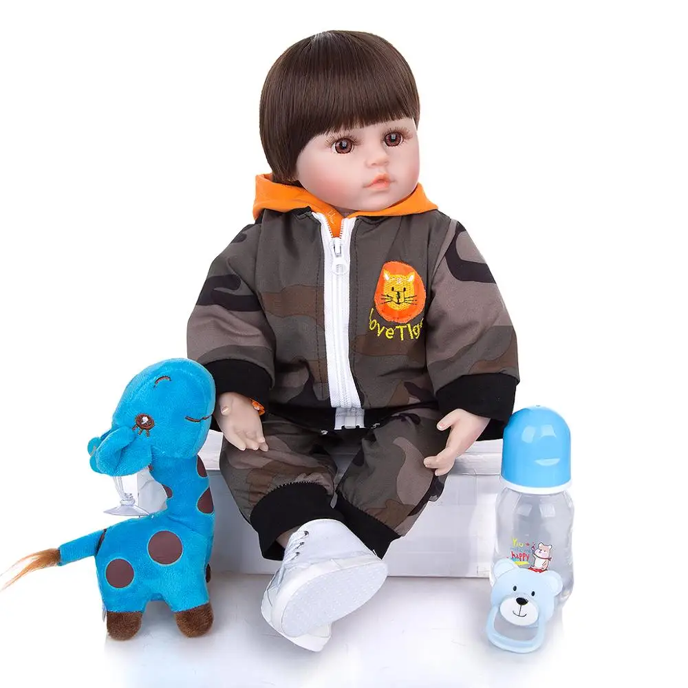 KEIUMI New Fashion 18 Inch Soft Silicone Reborn Baby Dolls Boneca Bebe Toys Cloth Body Birthday Gift Surprises | Игрушки и хобби