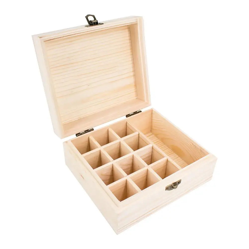 

Natrual Essential Oil Organizer Wooden Storage Box Organizer 12 GridsBottles 15ml Aromatherapy Organizer Storage Display Case
