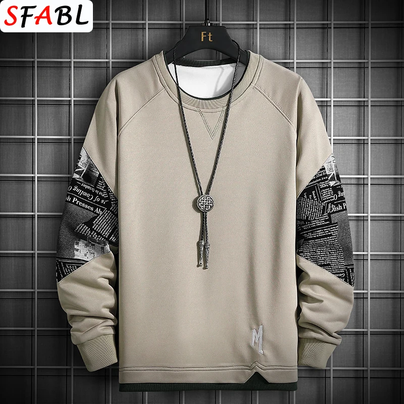 

SFABL Men New Fashion Patchwork Hoodies Sweatshirt Male Casual Long Sleeve Crewneck Sweatshirts Hip Hop Harajuku Pullover Mens