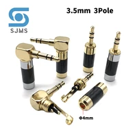 gold plated stereo with clip 3 5 mm 3 pole repair headphone jack plug cable audio plug jack connector soldering for 4mm cable