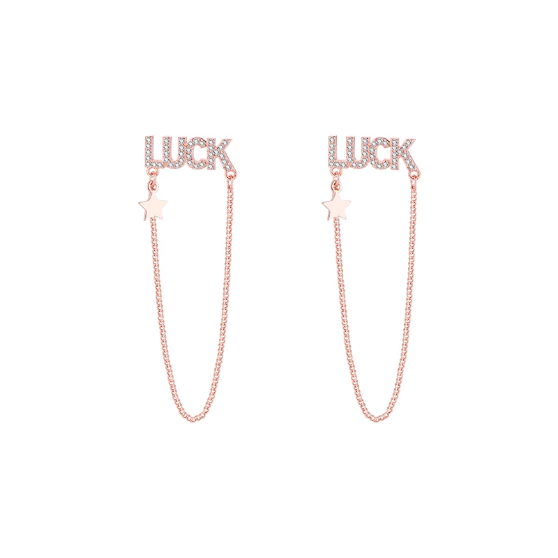 

[Miss Z] Luck Alphabet Letter Earrings 2021new Fashion Internet Celebrity Red Earrings Niche Design Internet Celebrity Same