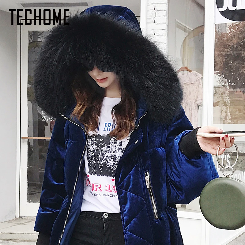 

Women's Thick Down Coat Winter Down Coat Big Fur Collar Medium-Long Jacket High Quality Doudoune Femme Down Coats Women Parkas