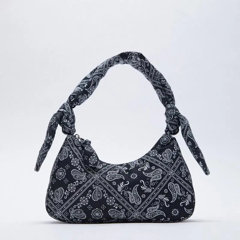

Fashion Printing Canvas Women's Handbag Knotted Design Shoulder Bag Underarm Women's Bag Brand Hobos Tote Bags for Women Shopper