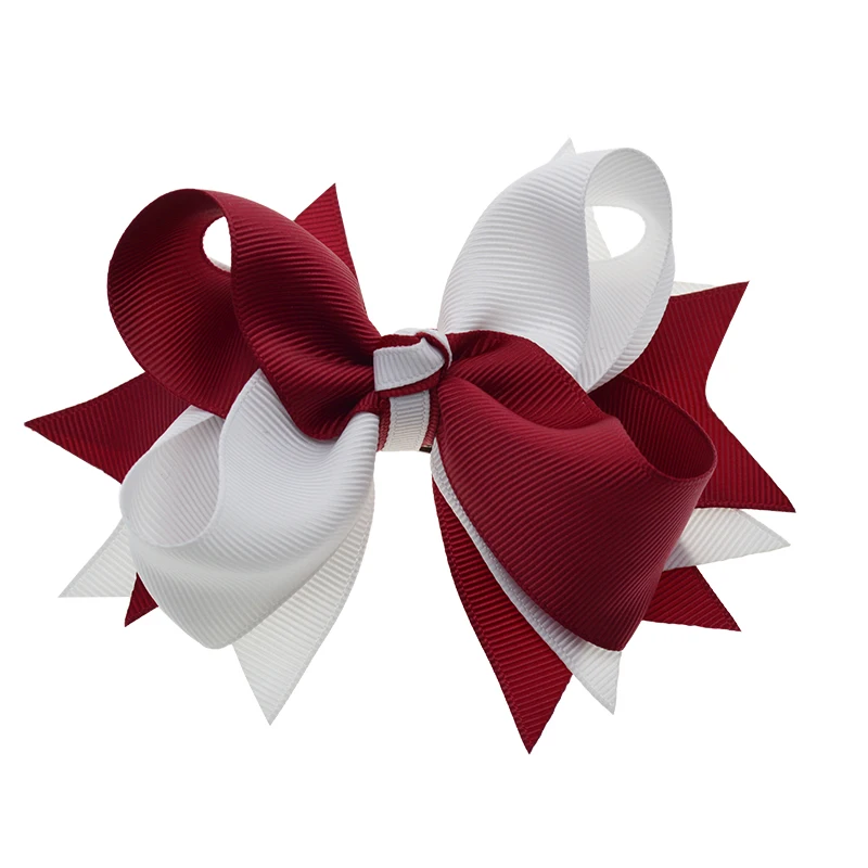 

5 inch Large Grosgrain Hair Bows with Tropical Two-tone Twisted Pattern for Women Little Girls 24 Bulk Handmade Hairbows Clips