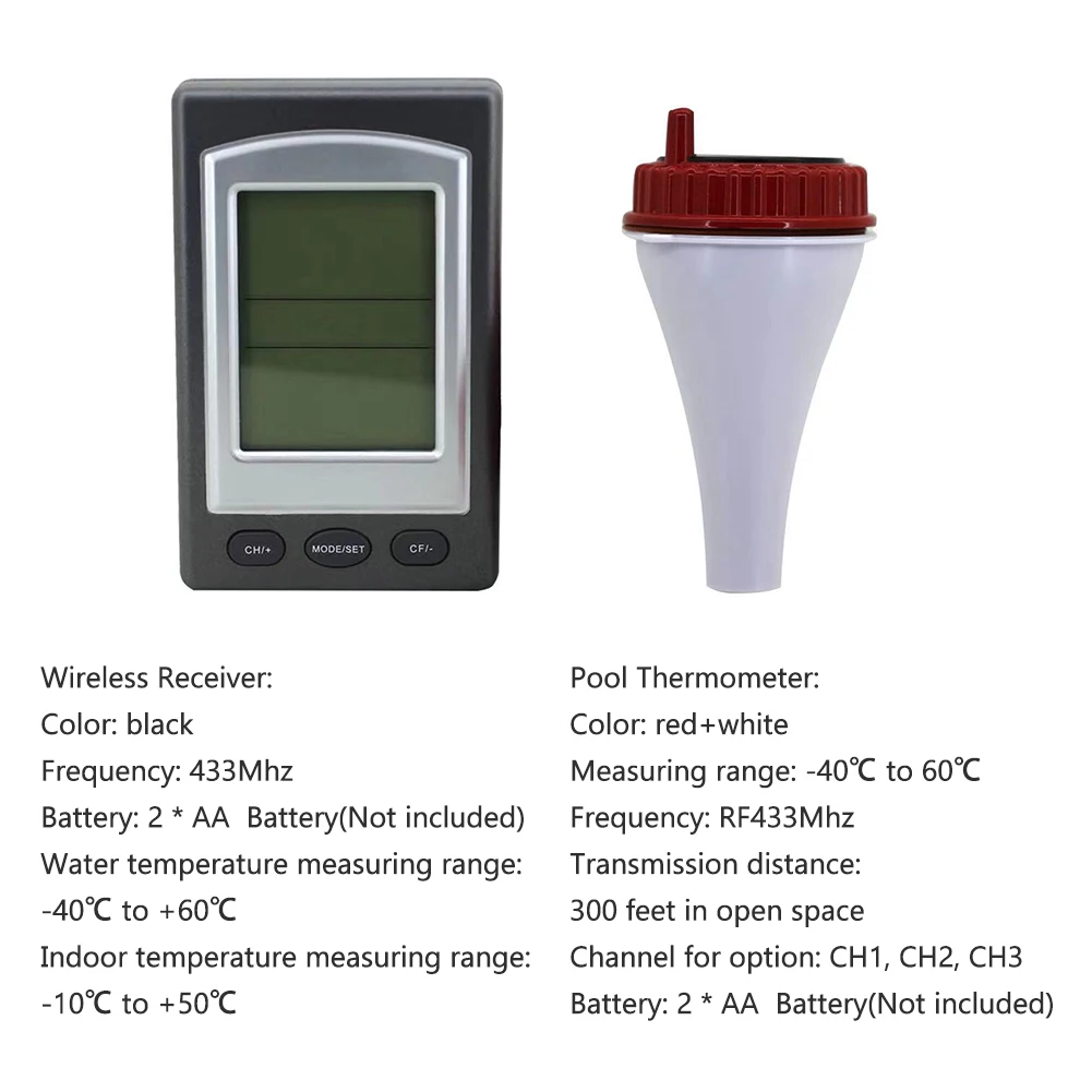 

Digital LCD DisplaySolar Powered Wireless Pool Thermometer Swim Pond Tub Waterproof Floats Temperature Meter