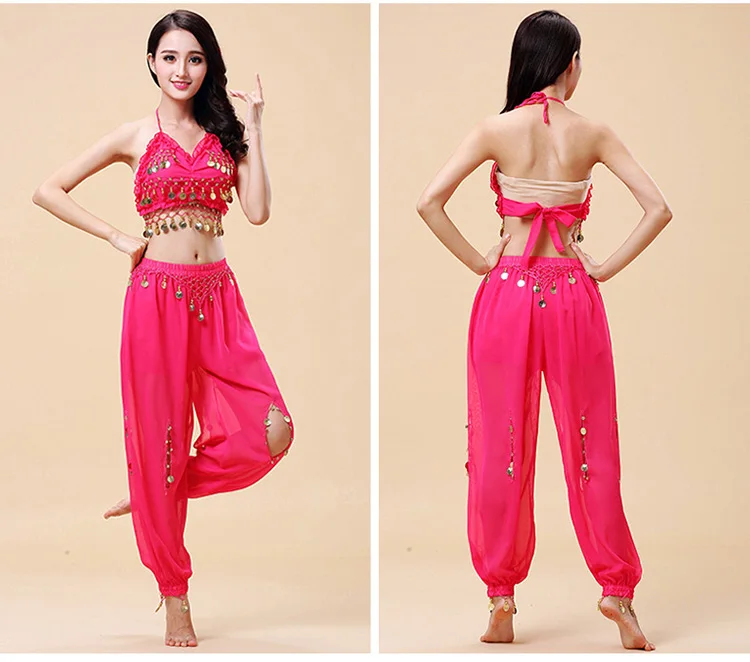 Костюм для танца живота женский с монетками сексуальный Индийские танцы |