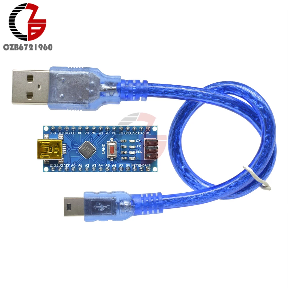 Плата микроконтроллера Mini USB CH340 CH340G Nano V3.0 ATmega328 плата 16 м 5 В для Arduino с USB-кабелем |