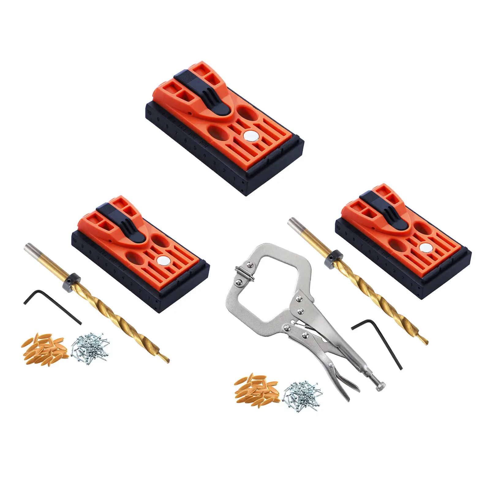 Woodworking Punch Locator Drill Drilling Guide Dowel Jig Kit Hole Opener Template Door Cabinets Portable Precise DIY Hand Tools |