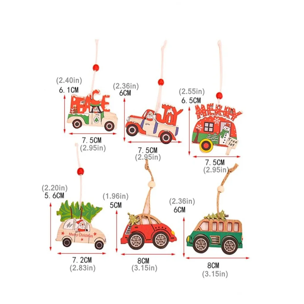 Рождественский окрашенный деревянный кулон для автомобиля Рождественская елка