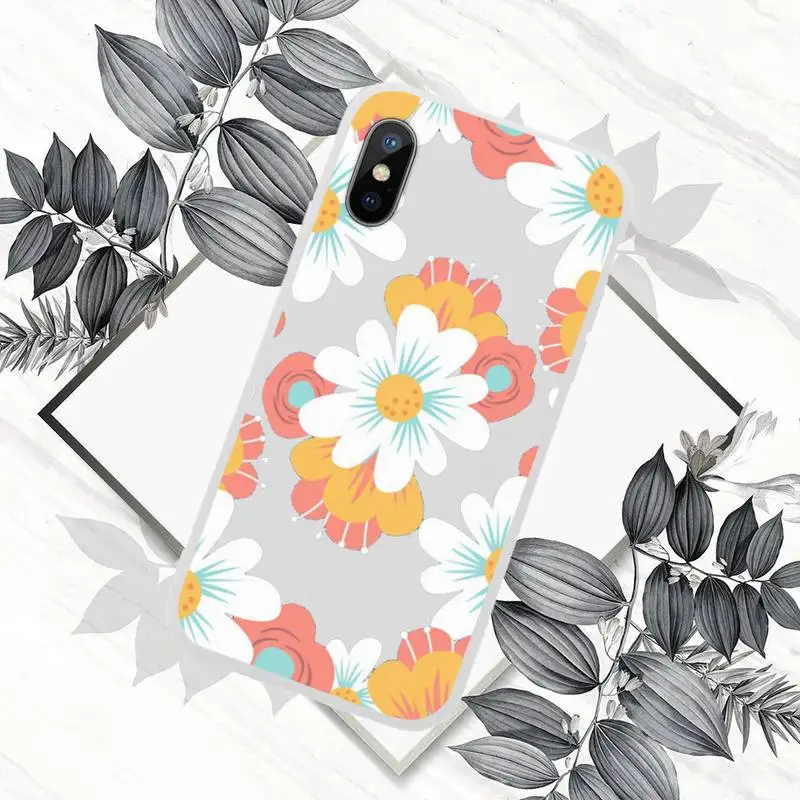 

Cute cartoon daisy flower Phone Case White Candy Color for iPhone 11 12 mini pro XS MAX 8 7 6 6S Plus X SE 2020 XR