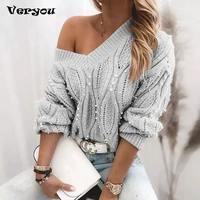 women solid cut out lace up long sleeve beaded cable knit sweater women top autumn 2021 fall sweaters for women