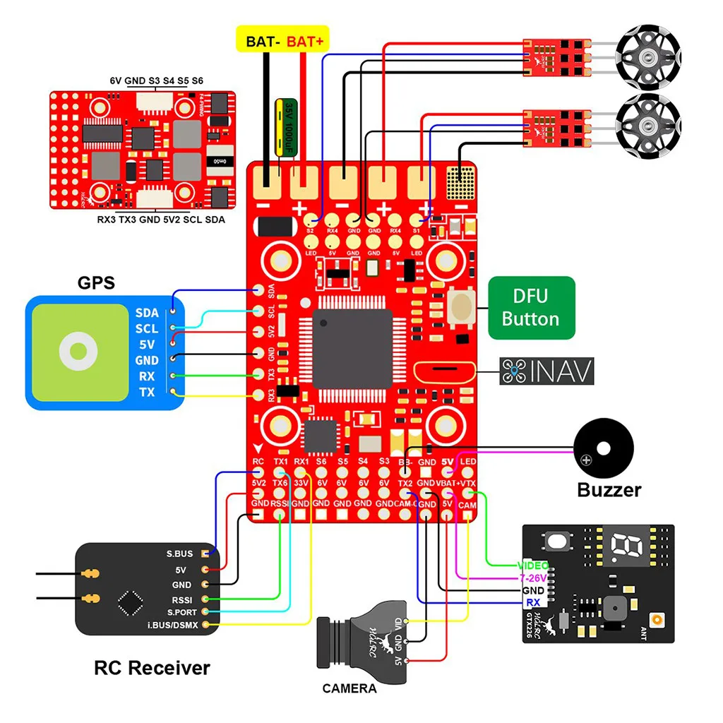 Контроллер полета HGLRC F4 крыло 20x20 2 8S BEC 6V для FPV Racing RC Quadcopter|Авиационные детали и