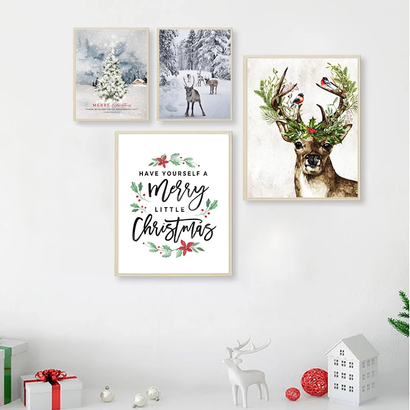 Рождественские украшения постер с надписью &quotMerry Little Christmas&quot картина цитатой