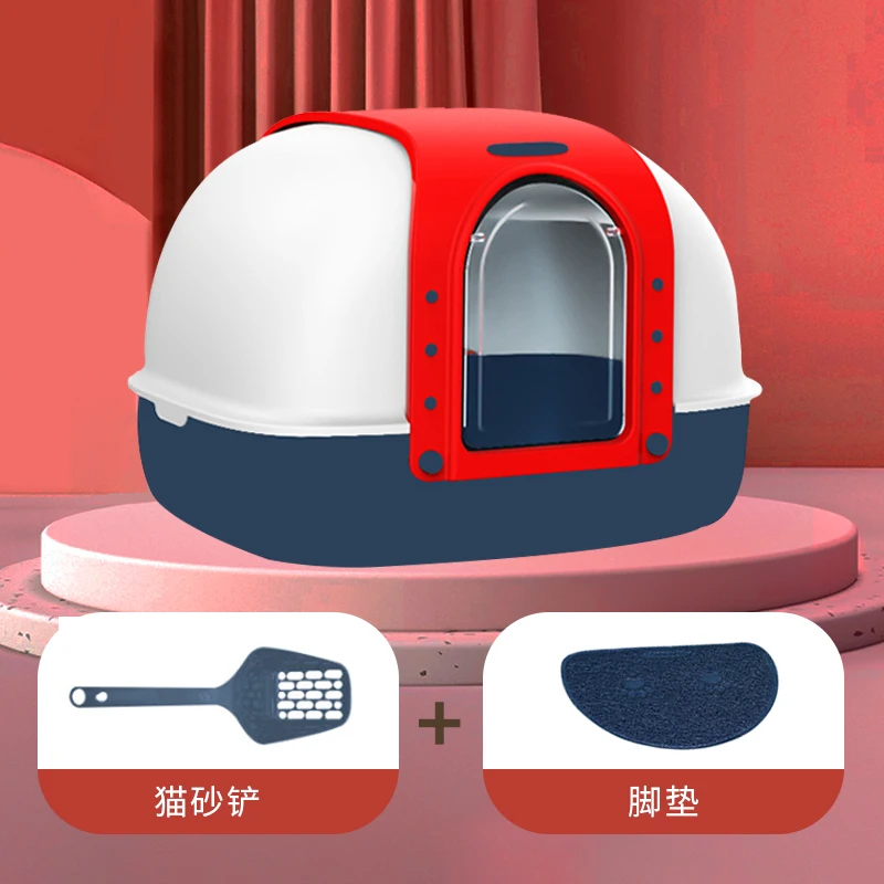 

TT [Double Open] Litter Box Fully Enclosed Cat Toilet Oversized Cat Poop Basin Splash-Proof Deodorant Kittens Cat Litter Basin