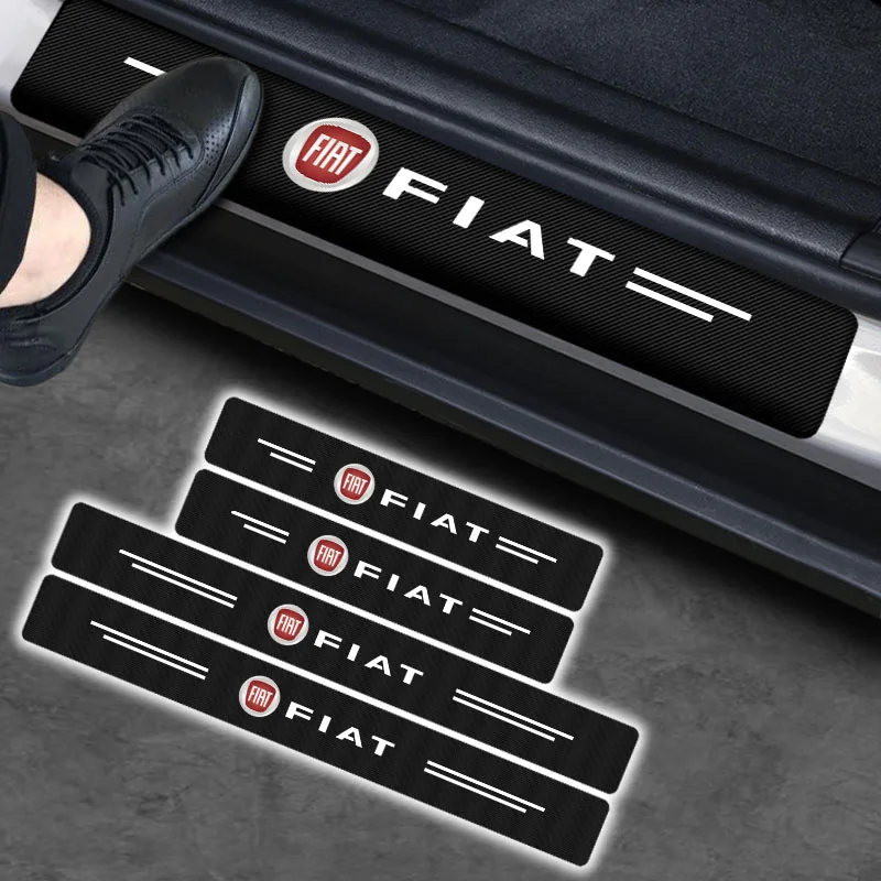 Карбон волокно защита порога автомобильной двери Стикеры для Fiat Viaggio Abarth Punto 124 125