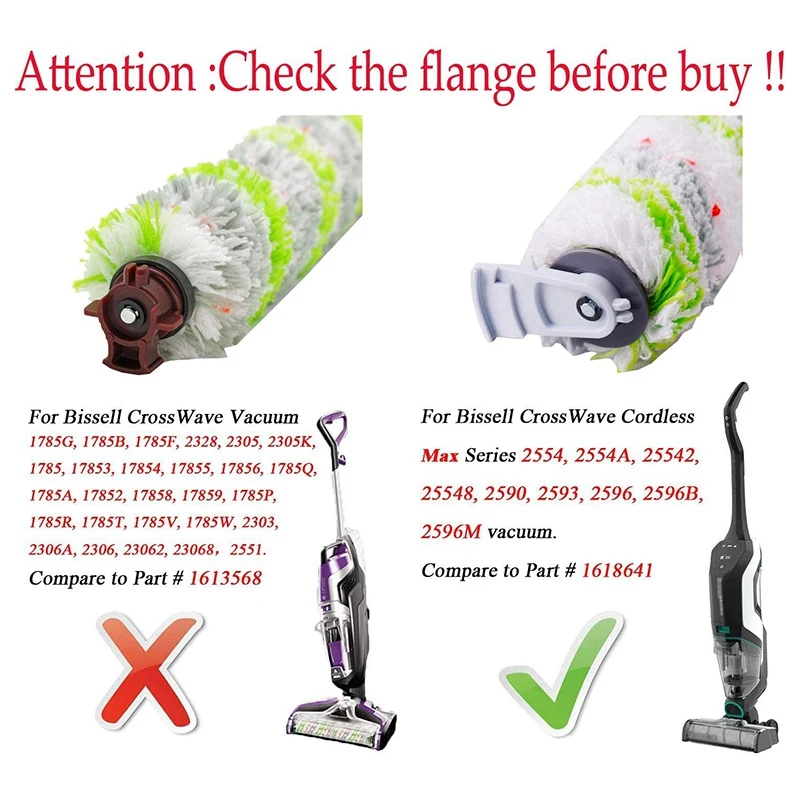 

2554A Roller Brush for Bissell Crosswave Cordless Max Series 2554 2590 2593 2596 Wet Dry Vacuum Cleaner Parts Set