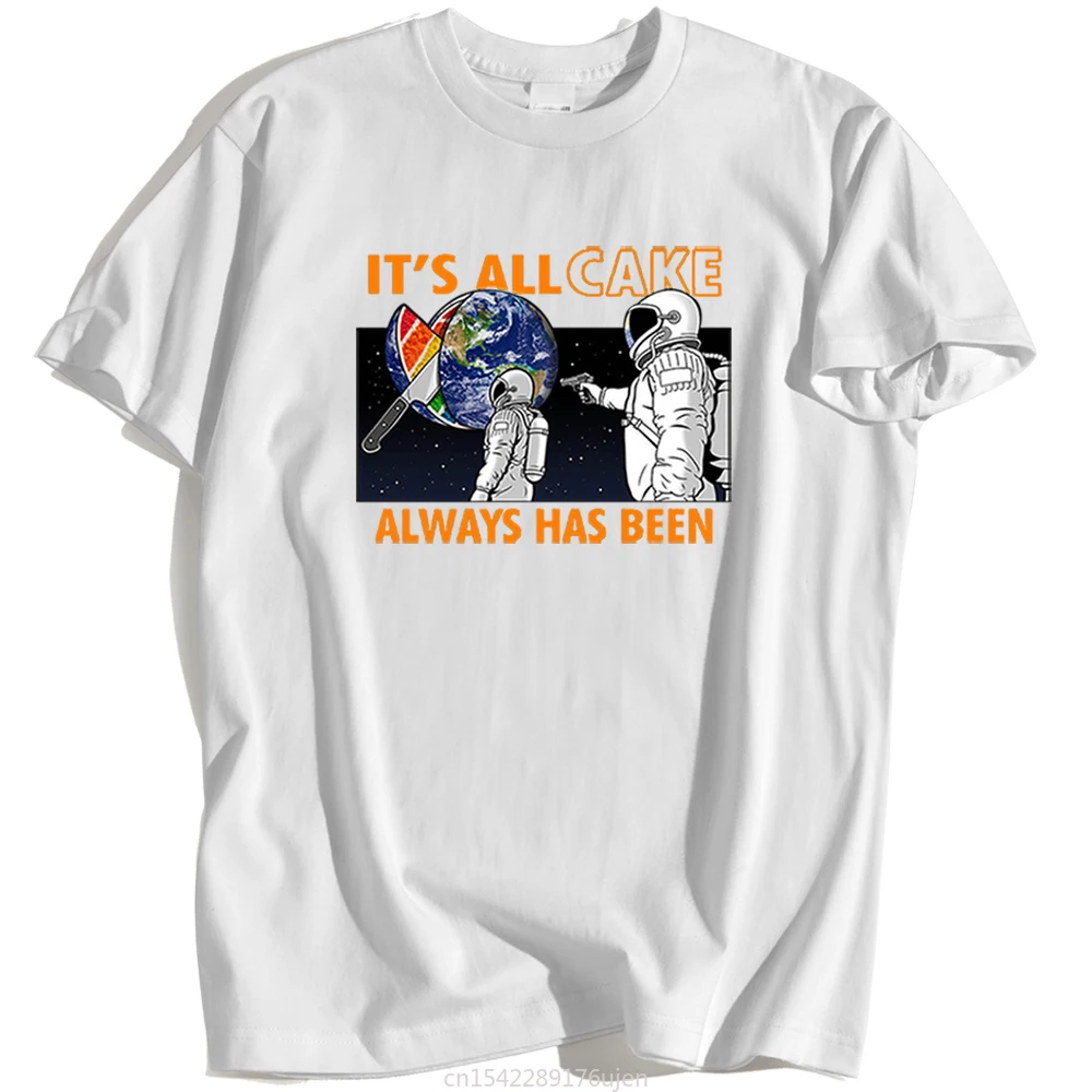 

O-Neck T Shirts Loose Summer Earth It's All Cake Astronauts Print Tshirts Men Creativity Tops Cartoon Loose Street Men Kohpweran