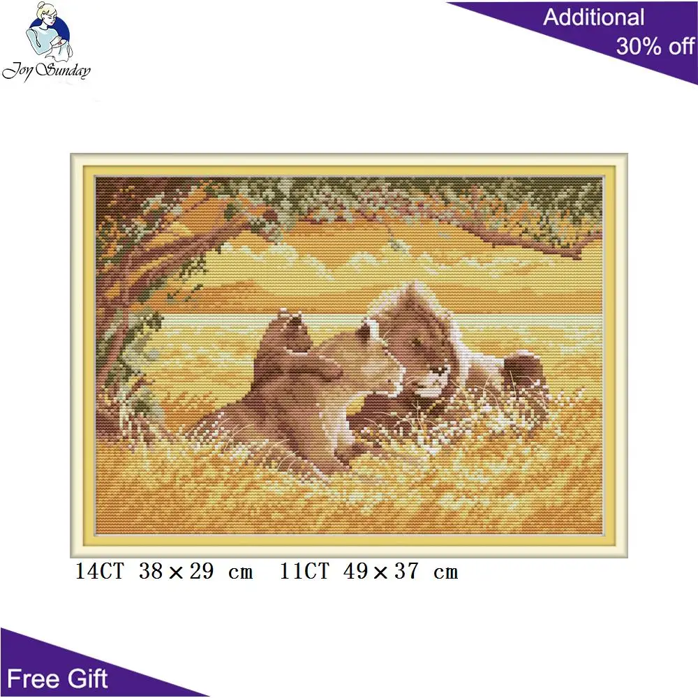 Набор для вышивки крестиком Joy Sunday A Lion Family DA288 14CT 11CT|Упаковка| |