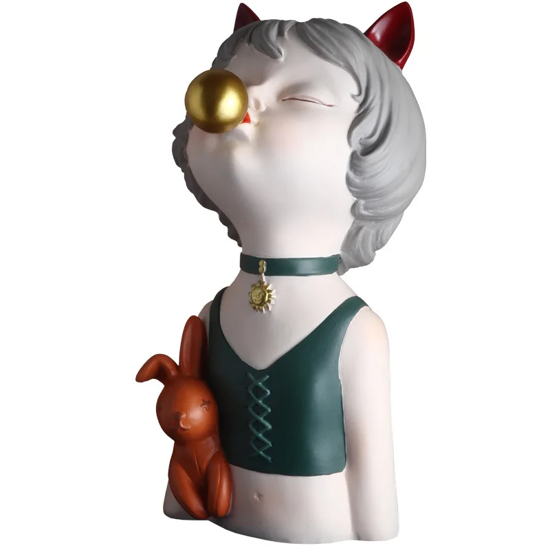 

Nordic cute balloon girl statue Resin handmade art Modern art sculpture home decor Figure statue office desk decoration