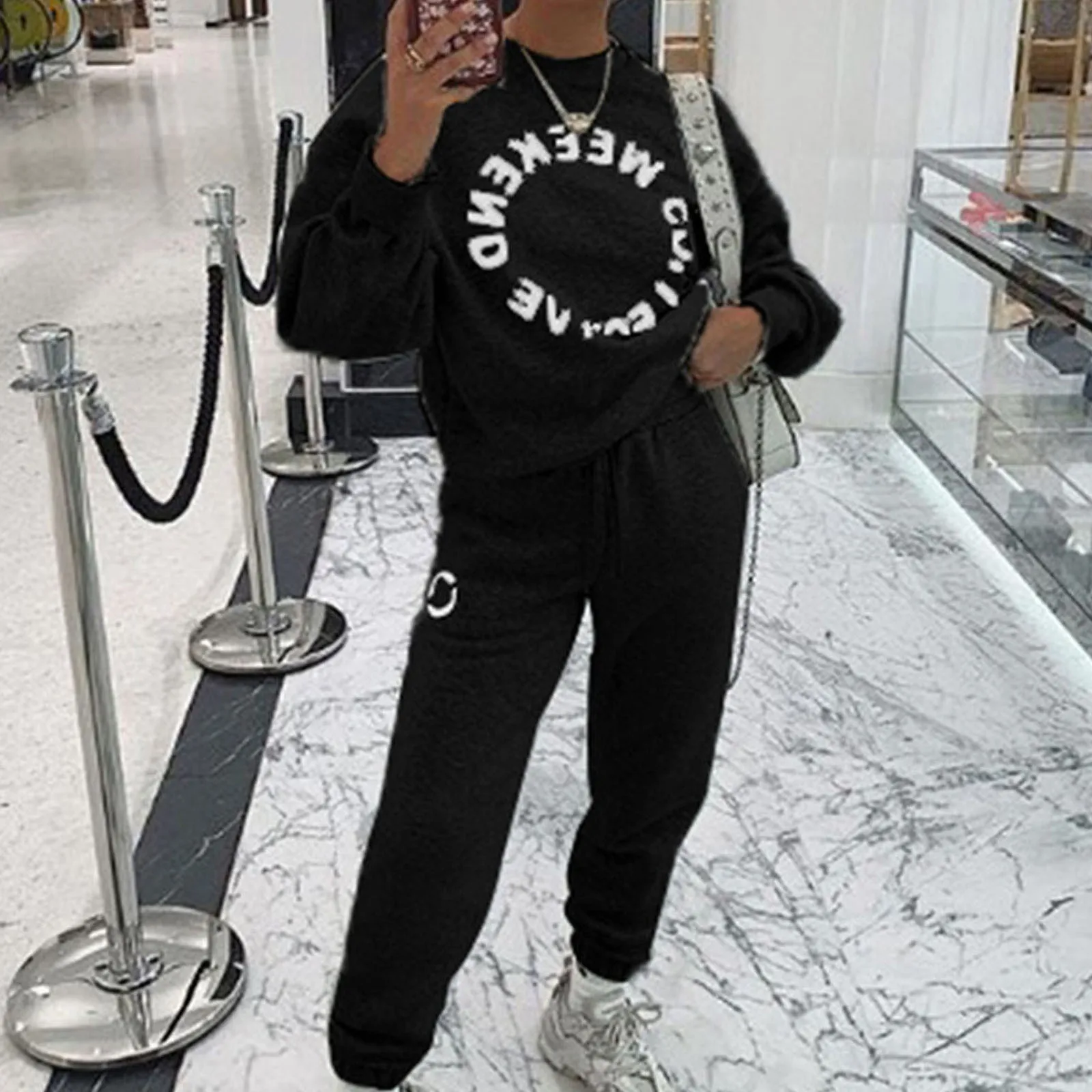 

Outfits Women 2 Piece Set Tracksuit Women's Sweat Suit Fashion Letter Print Sweatshirt + Long Pant 2 Piece Set Streetwear#h3