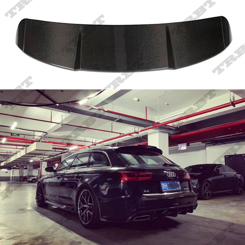 

car-styling Carbon Fiber Rear Trunk Lip Roof spoiler Wing fit for Audi A6 Wagon 2016 - 2018
