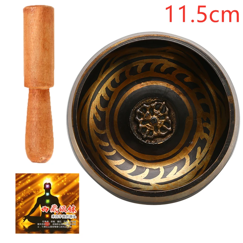 Diameter 11.5cm Тибетская Поющая чаша медитация буддистский колокольчик ручная чеканка буддизм, латунь чаша Йога медная Чакра Исцеление духовный подарок - Цвет: Diameter 11.5cm