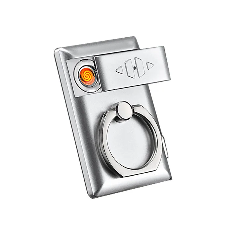 

USB electronic lighter multifunctional mobile phone holder with charging lighter personalized ring buckle cigarette lighter